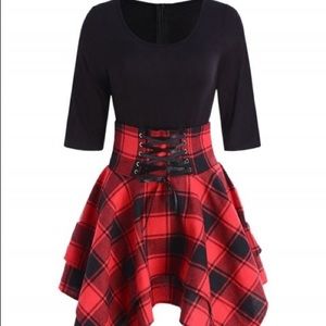 Black and Red Plaid Dress